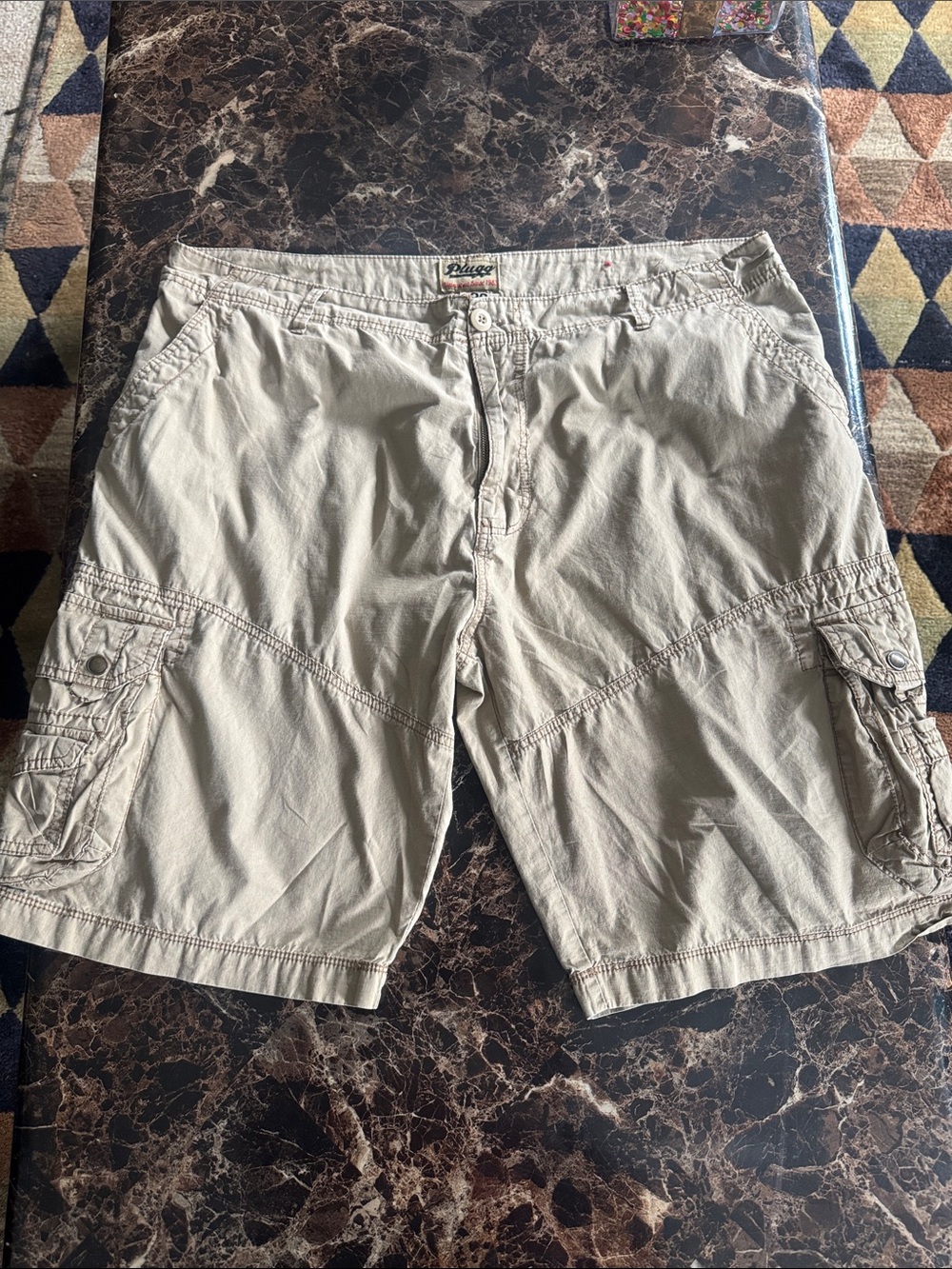 Plugg Men's Khaki Cargo Shorts - Size 38